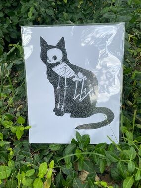 Black Cat Skeleton Animus Art Print